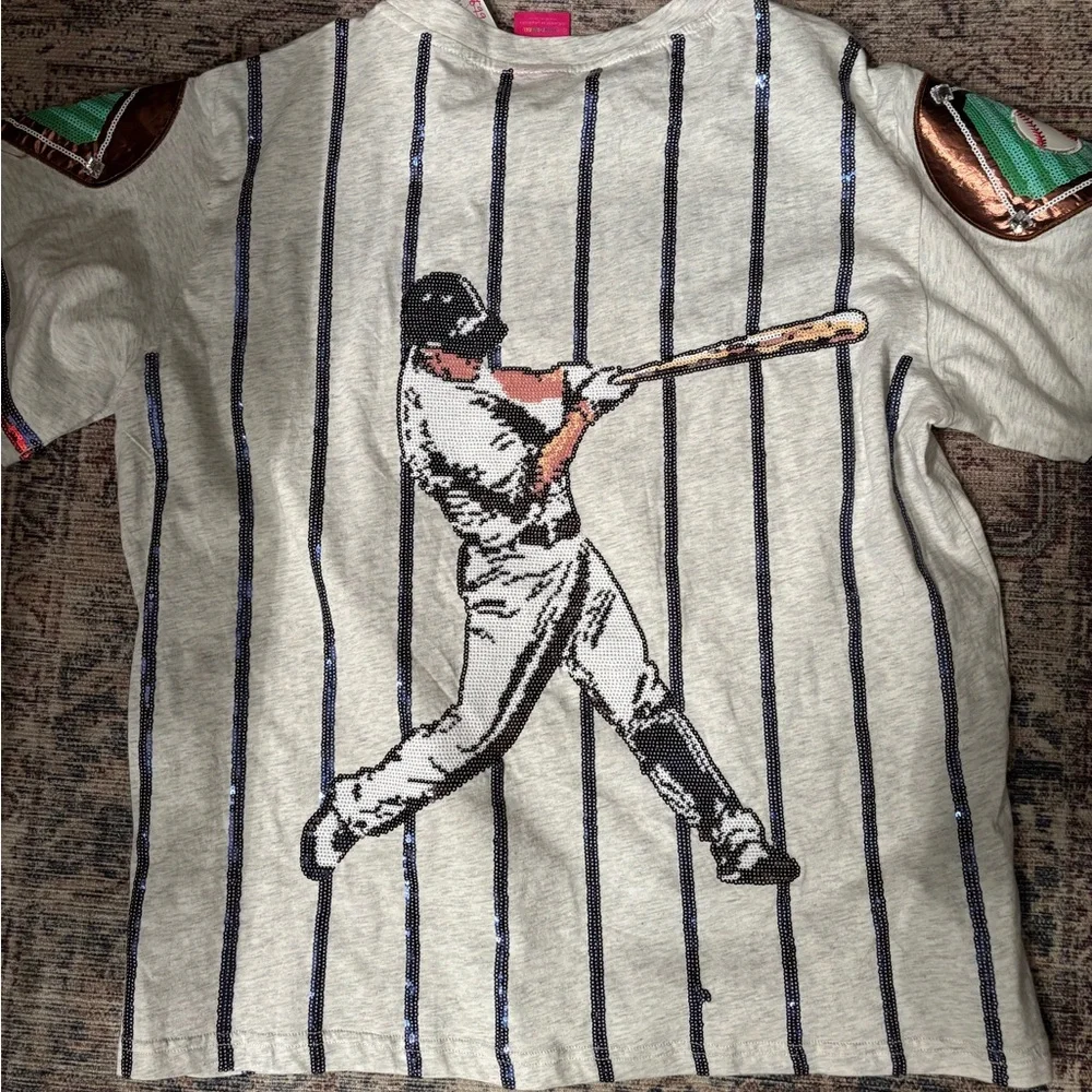 QUEEN OF SPARKLES Baseball Graphic Tee - Gray - Picture 2 of 4